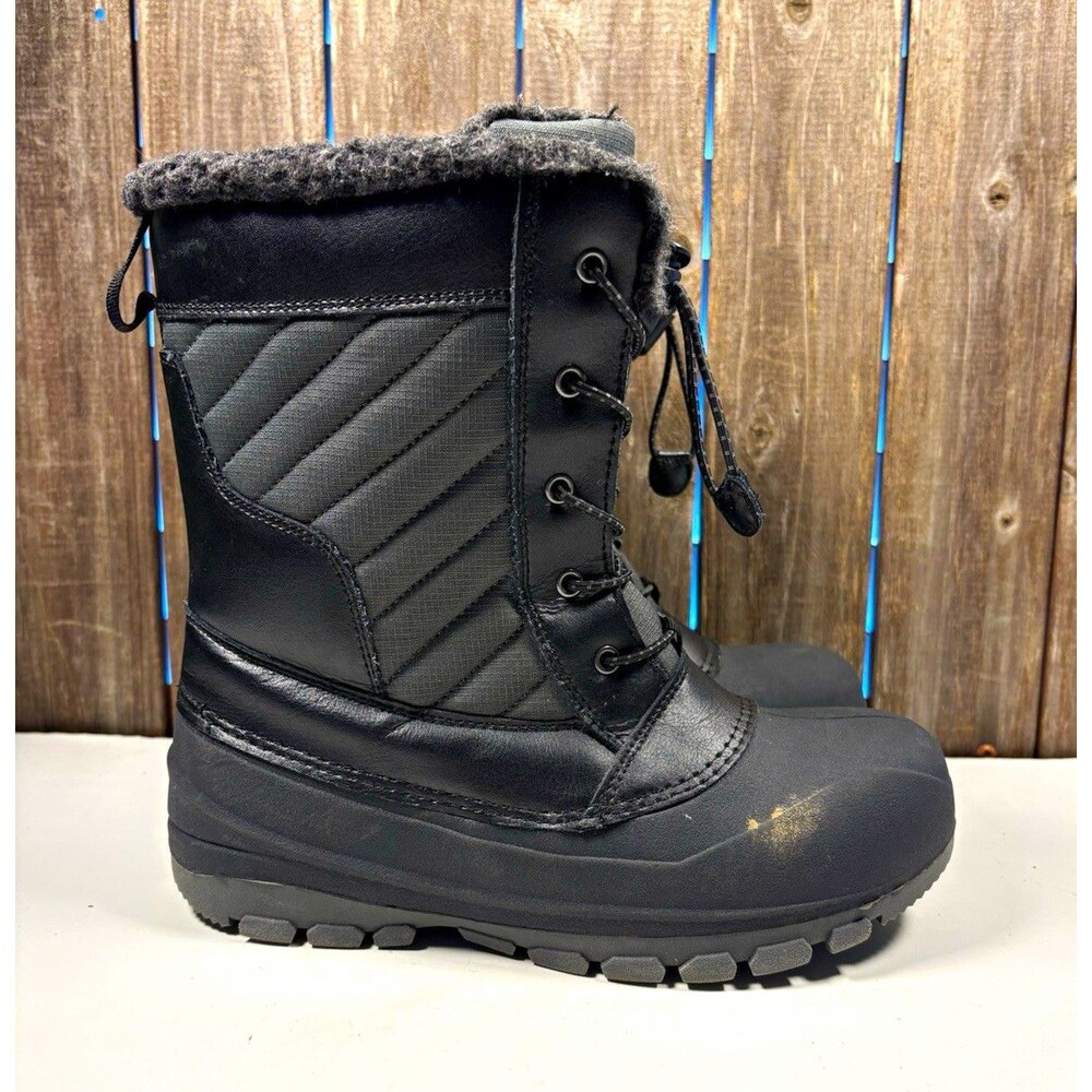All in Motion Kids' Skylar 2.0 Waterproof Winter Snow Boot Black Lined Lace-Up 5